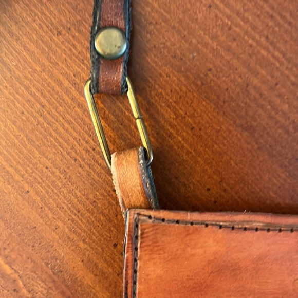 Vintage Hand Tooled Genuine Leather Mini Bag Schooner Maple Leafs - Picture 7 of 11